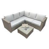 Patio Furniture Set, Waterproof Outdoor Furniture With Coffee Table,3 Seater For Porch Balcony, Brown
