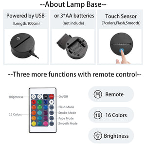 Colorful touch remote control LED visual light