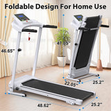 Folding Treadmill With Incline 2.5HP 12KMH Electric Treadmill For Home Foldable, Bluetooth Music Cup Holder Heart Rate Sensor Walking Running Machine For Indoor Home Gym Exercise Fitness