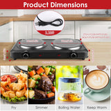 1Pc 2000W Electric Infrared Dual Burner Portable Heating Hot Plate Stove Countertop RV Hotplate With Glass Cooktop Stepless Temperature Adjustments For Home RV Camp