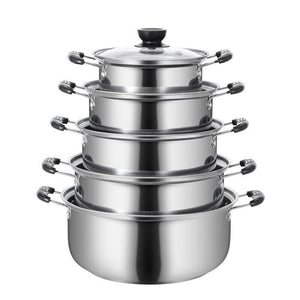 5PCS Stainless Steel Saucepan Induction Cooking Pot Cooker Cookware Kitchen