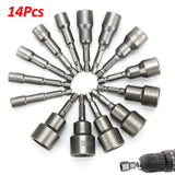 14pcs Nut Driver Bit Set Hex Magnetic Metric Socket Impact Drill 6 To 19MM UK