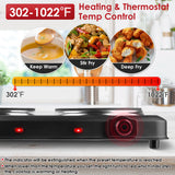 1Pc 2000W Electric Infrared Dual Burner Portable Heating Hot Plate Stove Countertop RV Hotplate With Glass Cooktop Stepless Temperature Adjustments For Home RV Camp