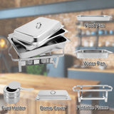 2pcs Stainless Steel 9L, Buffet Stove Rectangular