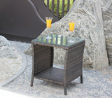 Outdoor Patio Furniture 1 Coffee Table With Clear Tempered Glass