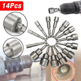 14pcs Nut Driver Bit Set Hex Magnetic Metric Socket Impact Drill 6 To 19MM UK