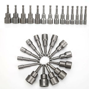 14pcs Nut Driver Bit Set Hex Magnetic Metric Socket Impact Drill 6 To 19MM UK