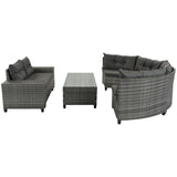 8-Pc Outdoor Wicker Round Sofa Set, Half-Moon All-Weather Curved Sectional