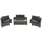 8-Pc Outdoor Wicker Round Sofa Set, Half-Moon All-Weather Curved Sectional