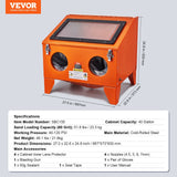 40 Gallon Sandblasting Cabinet, 40-120PSI Portable Benchtop Sand Blasting Cabinet, Heavy Duty Steel Sand Blaster With Blasting Gun & 4 Ceramic Nozzles For Paint, Stain, Rust Removal