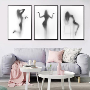 Black And White Abstract Wall Art Canvas Painting Picture