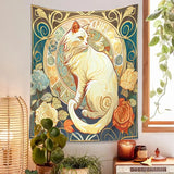 Magical Black Cat Tapestry Wall Hanging Art